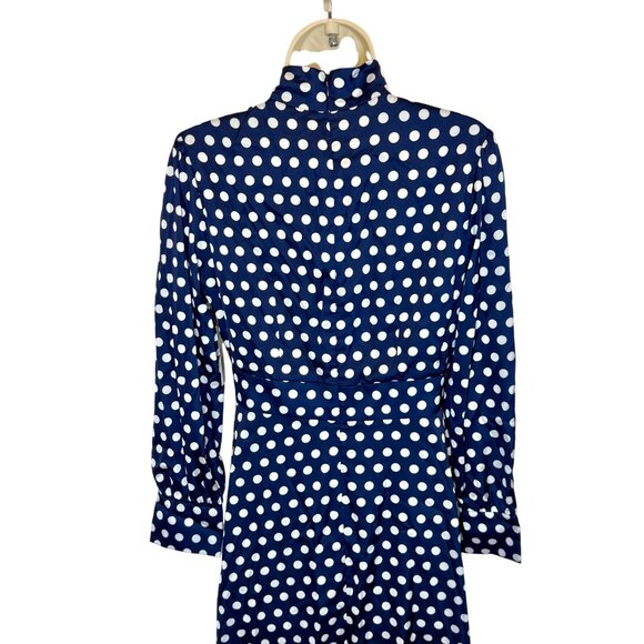 Alexia Admor Brooklyn Satin Navy Polka Dot Midi Dress NWT - Size 4 - Picture 10 of 11